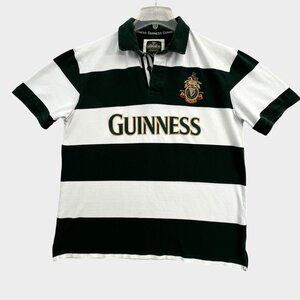Vintage Guinness Rugby Polo Shirt Mens XL Green Embroidered Crest Beer Ireland